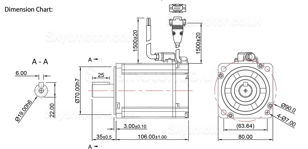 0.75KW 48V DC Servo Motor & Driver Kit 80ASM750-1024C+MCAC845 2.39N.m 80 x 80mm with 1024 Lines Magnetic Encoder